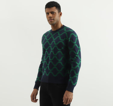 Regular Fit Round Neck Printed Sweater