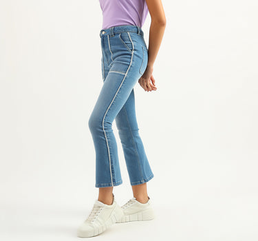 Women Solid Bootleg Jeans