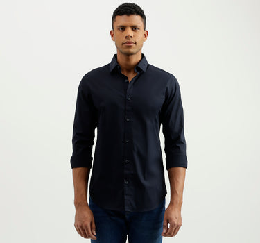 Slim Fit Spread Collar Solid Shirt