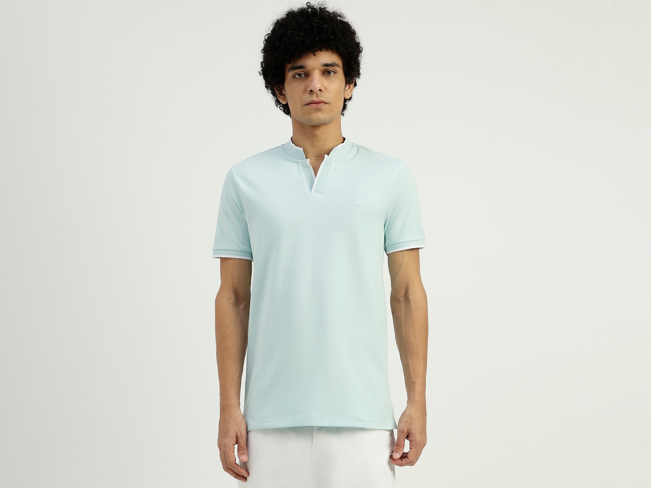 Regular Fit Henley Neck Solid T-Shirt