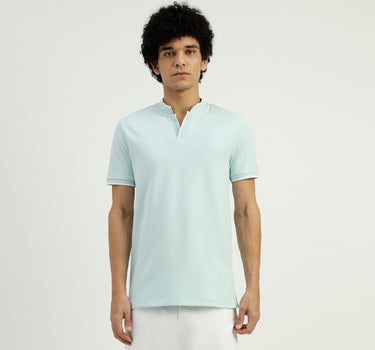 Regular Fit Henley Neck Solid T-Shirt