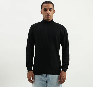 Regular Fit High Neck Textured Sweater