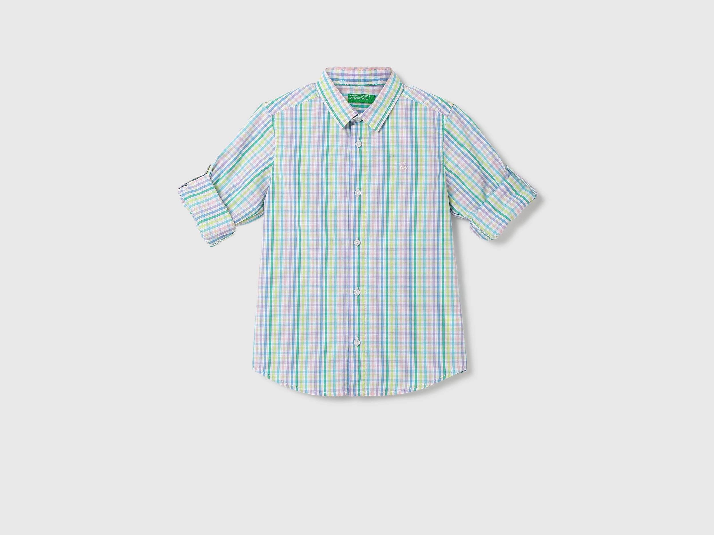 Boys Checked Spread Collar Shirt