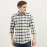 Men Checked Spread Collar Shirt