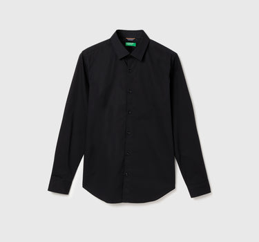 Slim Fit Spread Collar Solid Shirt