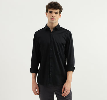 Slim Fit Spread Collar Solid Shirt