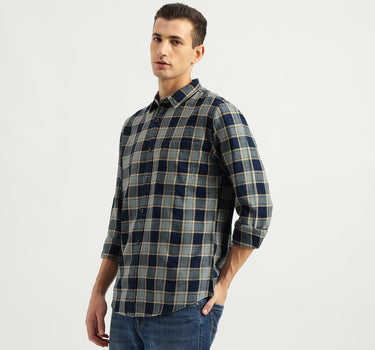 Men's Regular Fit Spread Collar Checked Shirts