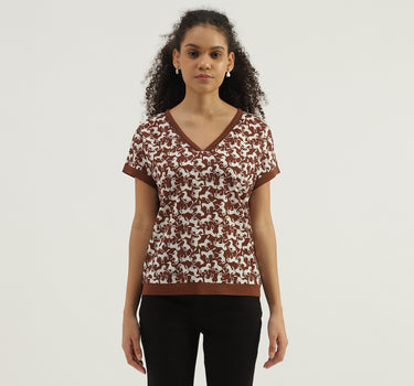 V-Neck Printed Top