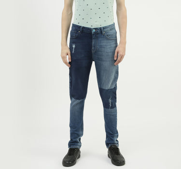 Men Color Blocked Carrot Fit Jeans