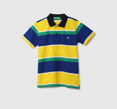 Yellow And Green Striped Polo T-Shirt