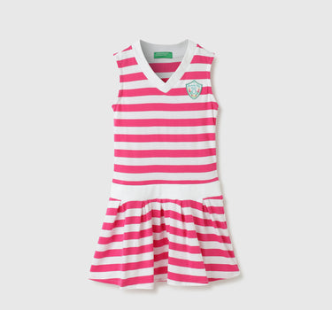 Flared Regular-Fit V-Neck Striped Dress