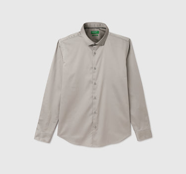 Slim Fit Spread Collar Solid Shirt