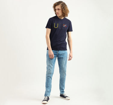 Men Embroidery Round Neck T-Shirt