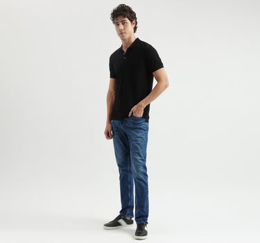 Regular Fit Polo Neck Solid Pattern T-shirt