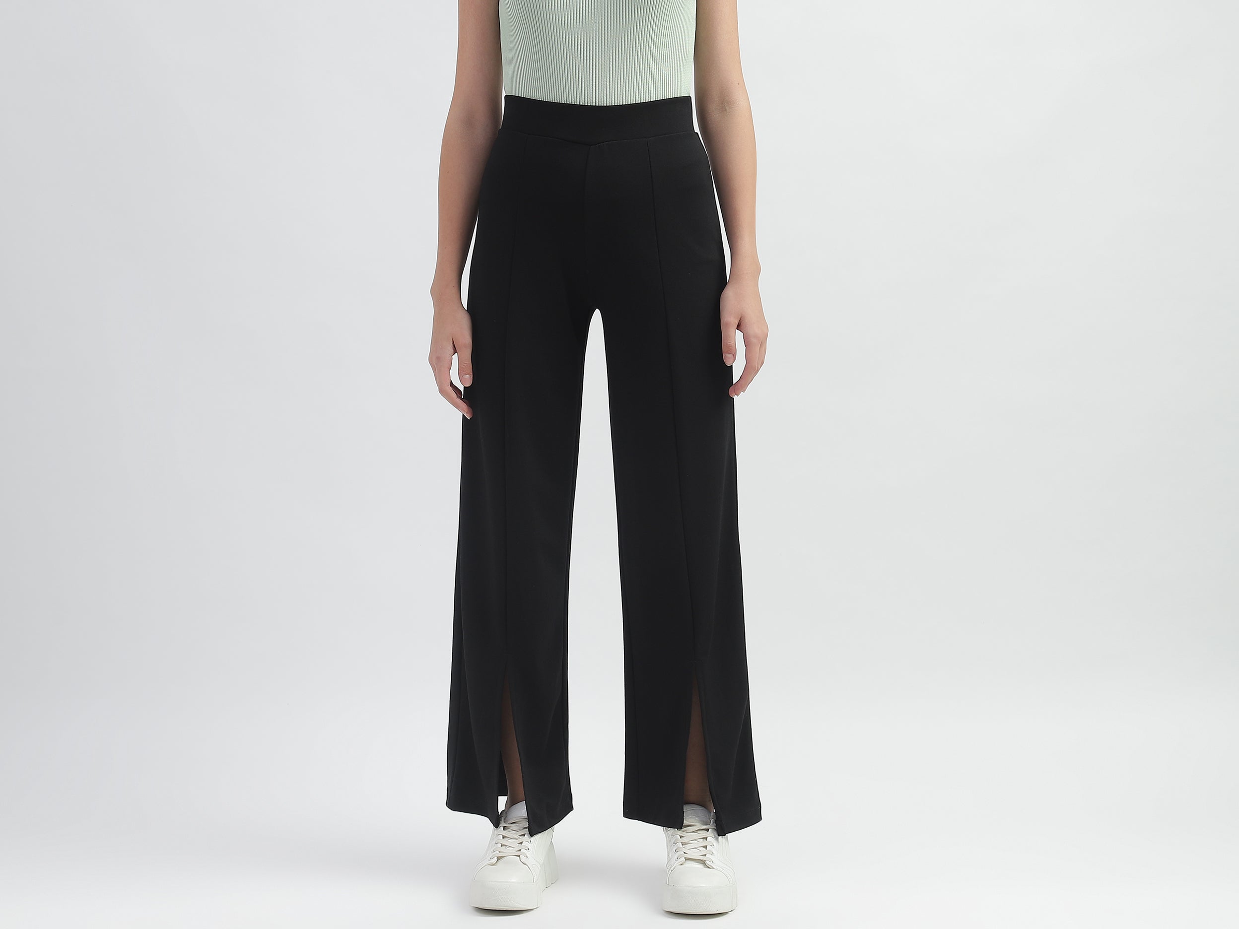 Solid Regular-Fit Trousers