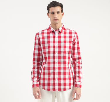 Slim Fit Long Sleeve Checked Shirt