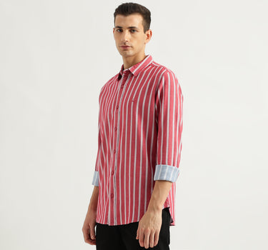 Men's Slim Fit Spread Collar Striped Shirts