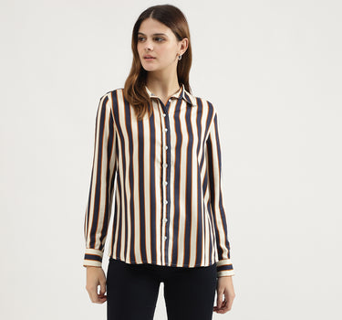 Spread Collar Striped Shirt