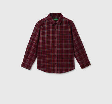 Boys Checked Spread Collar Shirt