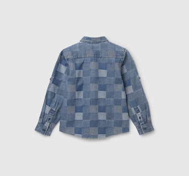 Boy's Regular Fit Spread Collar Checked Shirt