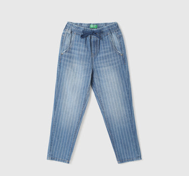 Boy's Striped Regular Fit Jeans