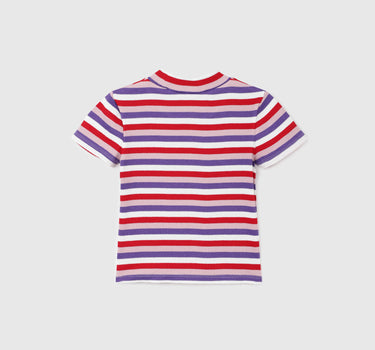 Regular Fit Mock Neck Striped Girl's T-Shirt