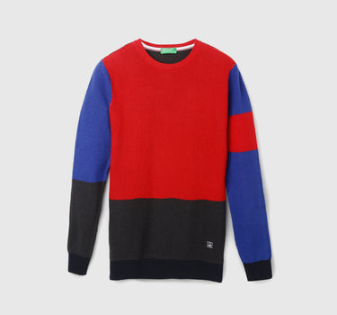 Men Colorblock Round Neck Sweater