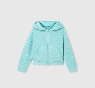 Girl's Regular Fit Hooded Neck Solid Sweatshirt