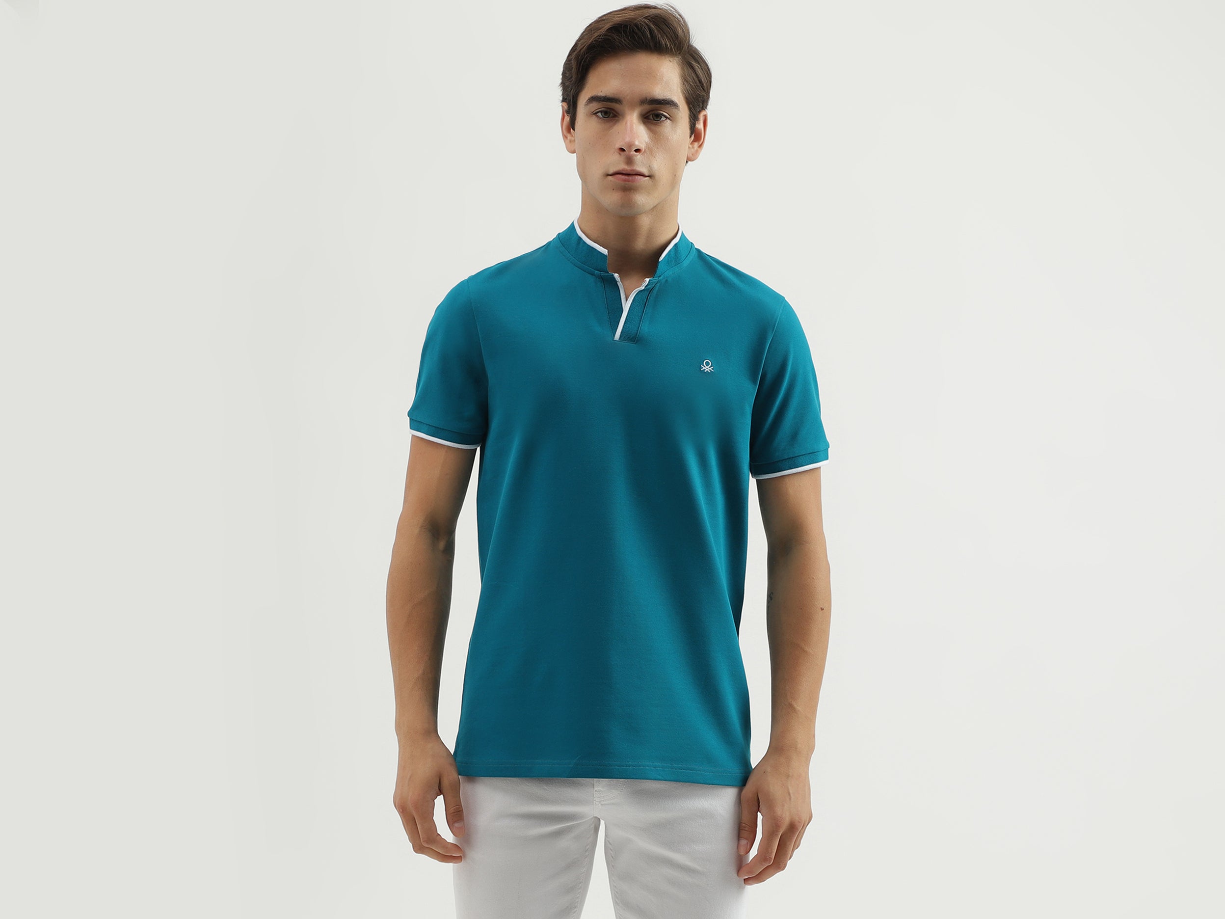 Men's Regular Fit Polo Neck Solid T-Shirt