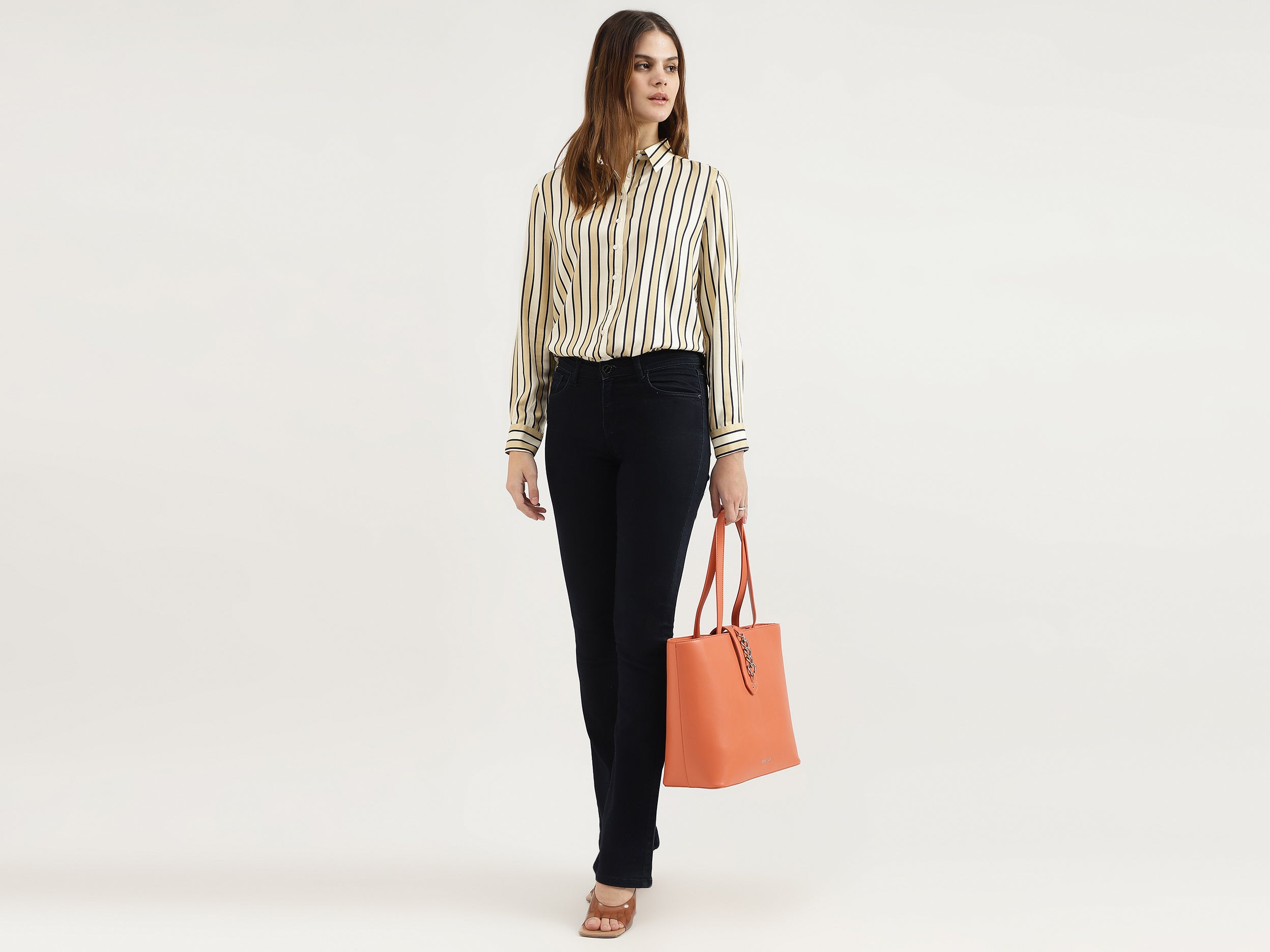 Spread Collar Striped Shirt