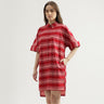 Women's Regular Fit Spread Collar Striped Shirt Dress