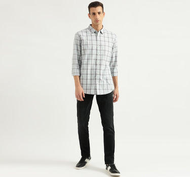 Men's Slim Fit Spread Collar Checked Shirts