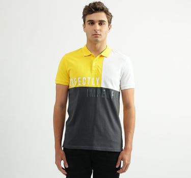 Men Color Blocked Polo Collar T-shirt