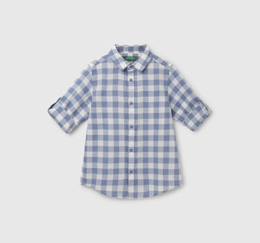 Boy's Regular Fit Spread Collar Checked Shirt