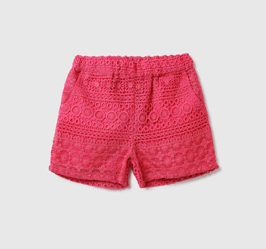 Cotton Embroidery Regular Length Girls Shorts