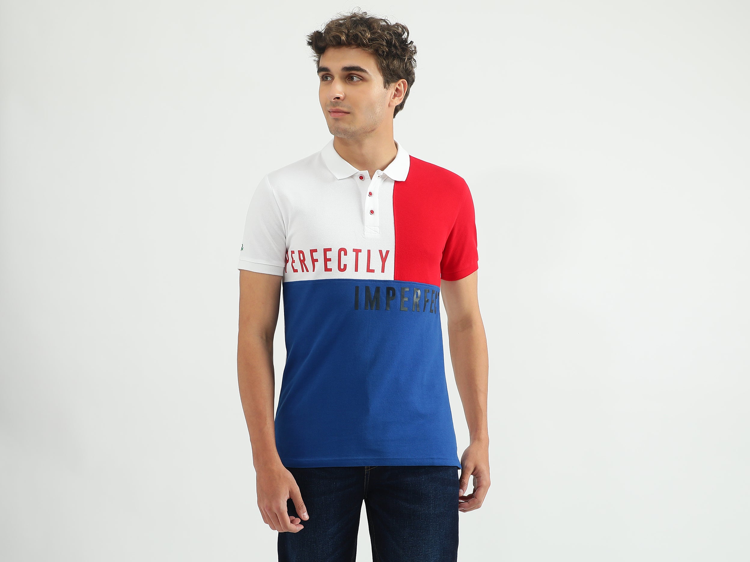 Men Color Blocked Polo Collar T-shirt