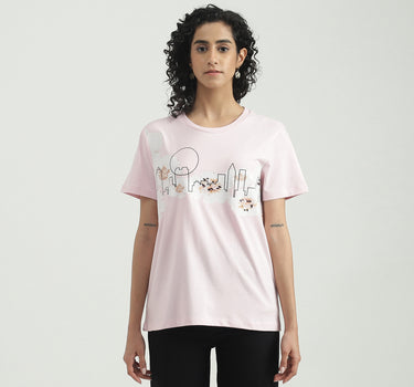 Cotton Printed Round Neck Women T-shirts