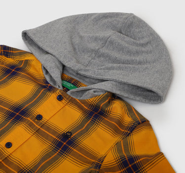 Boys Checked Hood Shirt