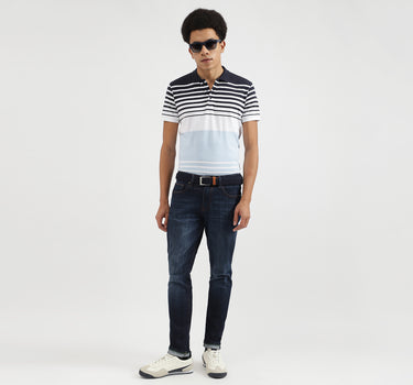 Regular Fit Polo Neck Striped T-Shirts