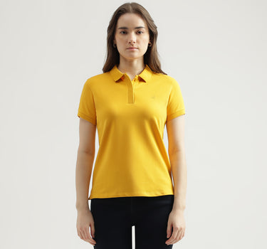 Regular Fit Polo Neck Solid Women's T-Shirt