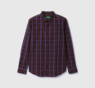 Slim Fit Spread Collar Checkered Shirt