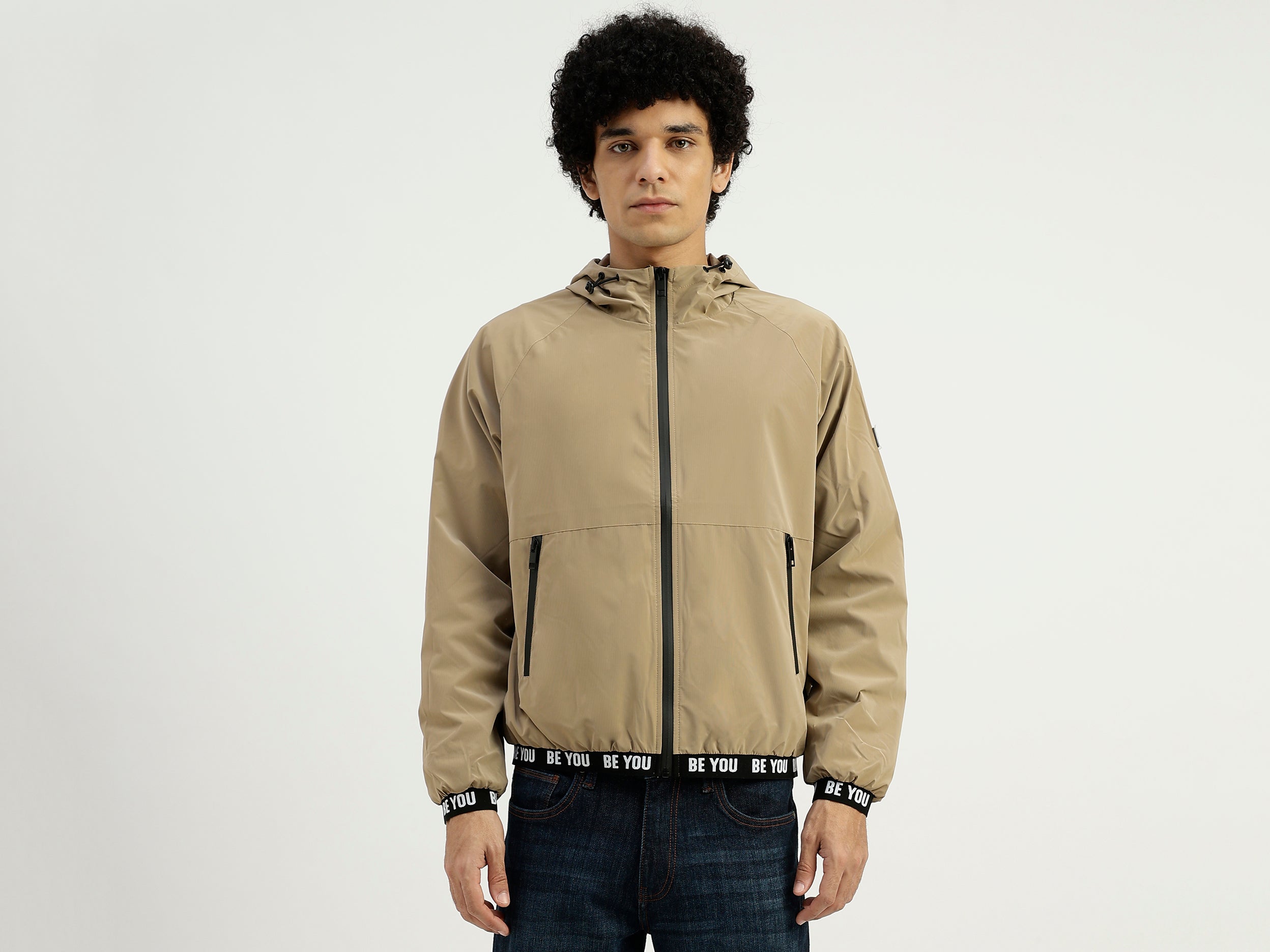 Hood Solid Zipper Jacket