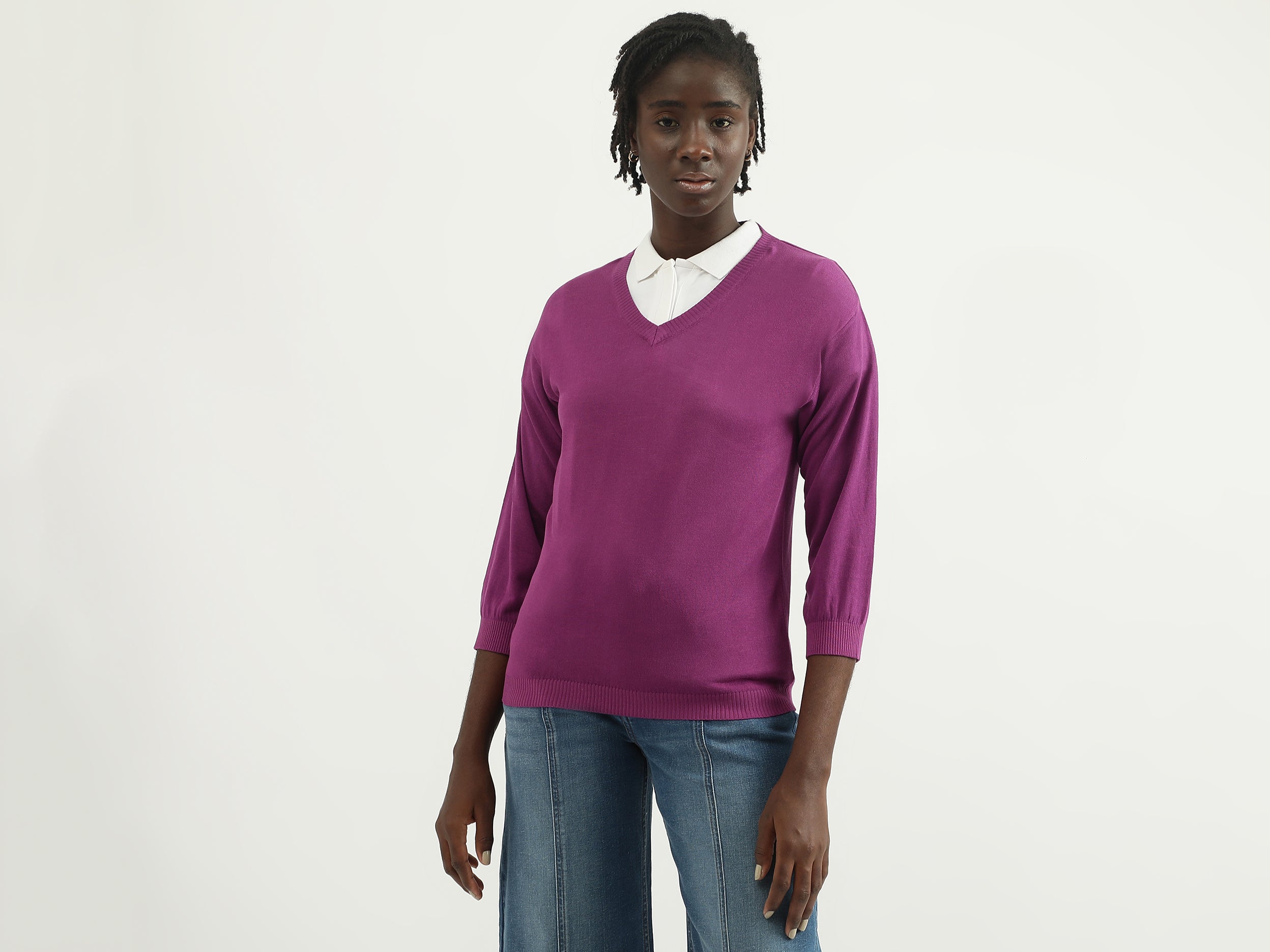 Women Knitted V-Neck Sweater