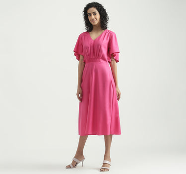 Viscose Solid V-Neck Women Dresses