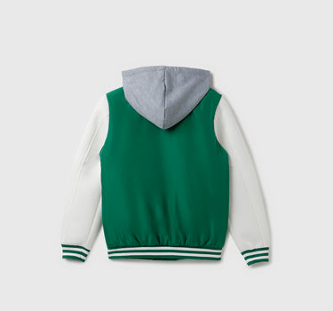 Boy's Regular Fit Varsity Jacket with Detachable Hood