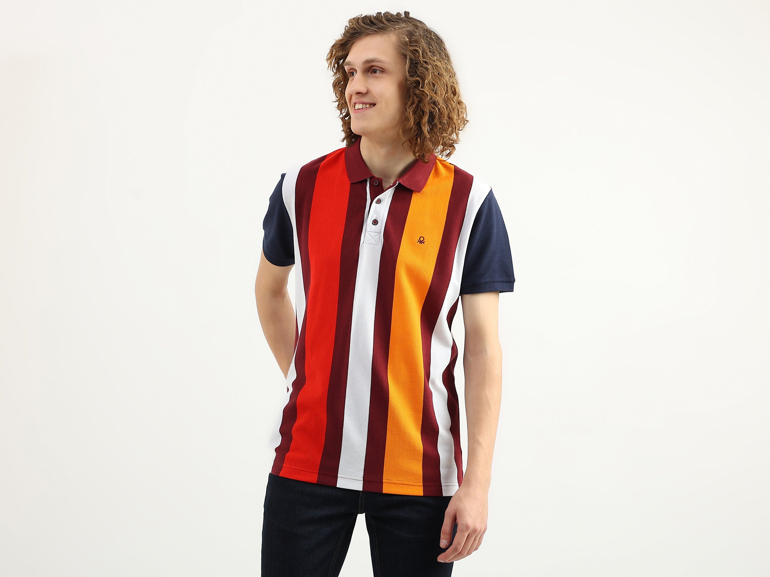 Men Striped Polo Collar T-Shirt