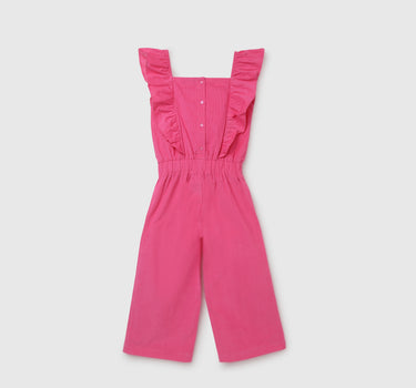 Girl's Regular Fit Square Neck Textured Jumpsuit