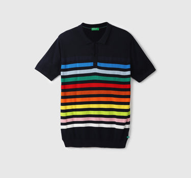 Black Striped Polo T-Shirt