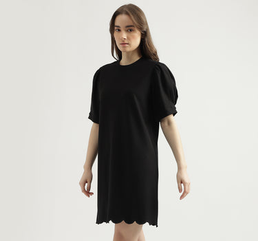 Regular Fit Round Neck Solid Women's Dress