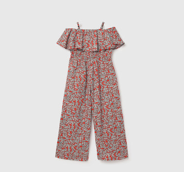 Regular Fit Square Neck Floral Jumpsuit